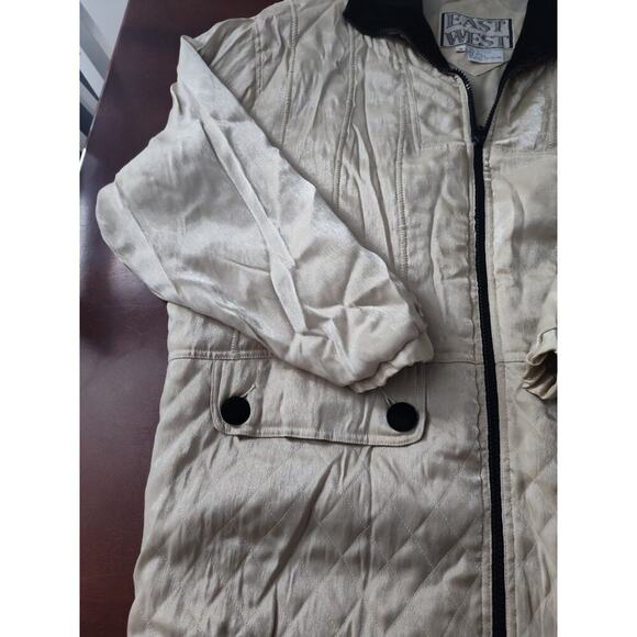 Vintage Retro East West Silks Small Front Zip Quilted Jacket Ivory - Picture 3 of 6